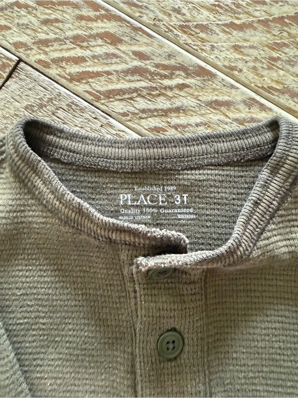 Kids Long Sleeve Henley Top - Olive Green The Children’s Place 3T